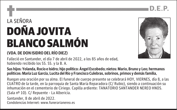 DOÑA JOVITA BLANCO SALMÓN