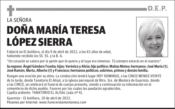 DOÑA MARÍA TERESA LÓPEZ SIERRA