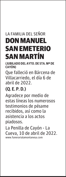 DON MANUEL SAN EMETERIO SAN MARTÍN