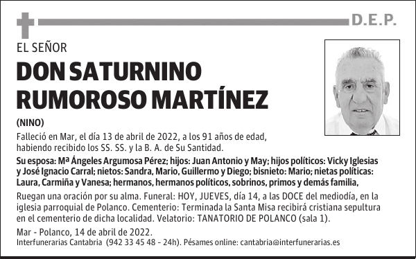 D. SATURNINO RUMOROSO MARTÍNEZ