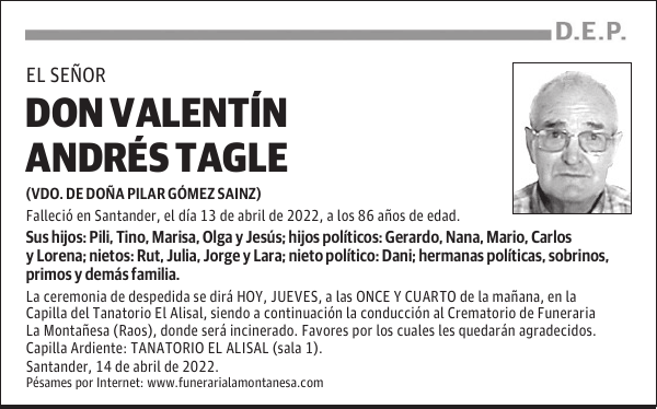 DON VALENTÍN ANDRÉS TAGLE