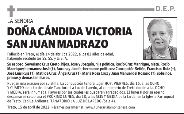 DOÑA CÁNDIDA VICTORIA SAN JUAN MADRAZO