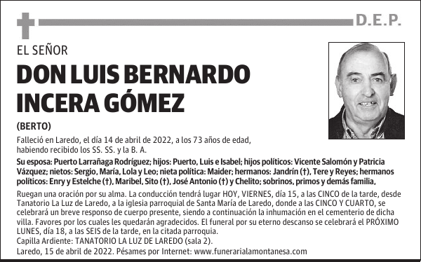 DON LUIS BERNARDO INCERA GÓMEZ