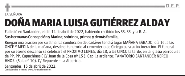 DOÑA MARíIA LUISA GUTIERREZ ALDAY