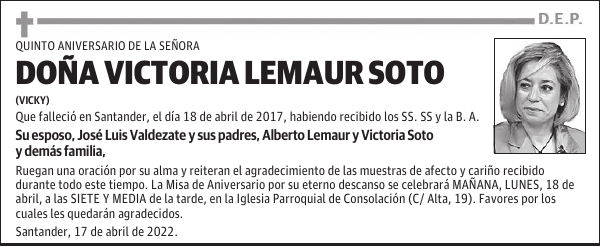 DOÑA VICTORIA LEMAUR SOTO