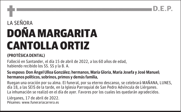 MARGARITA CANTOLLA ORTIZ