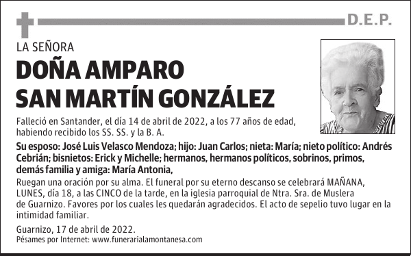 DOÑA AMPARO SAN MARTÍN GONZÁLEZ
