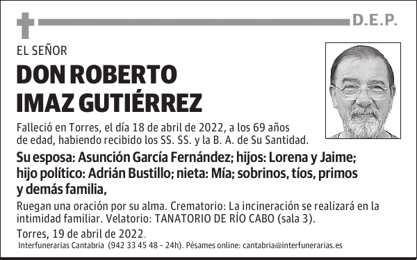 D. ROBERTO IMAZ GUTIÉRREZ