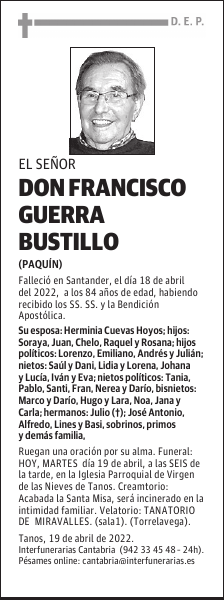 D. FRANCISCO GUERRA BUSTILLO