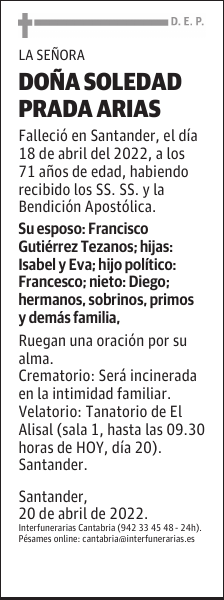 DOÑA SOLEDAD PRADA ARIAS