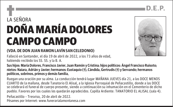 DOÑA MARÍA DOLORES CAMPO CAMPO