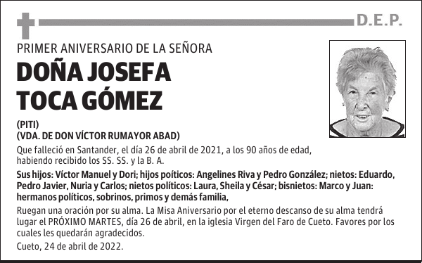 DOÑA JOSEFA TOCA GÓMEZ
