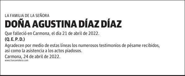 DOÑA AGUSTINA DÍAZ DÍAZ