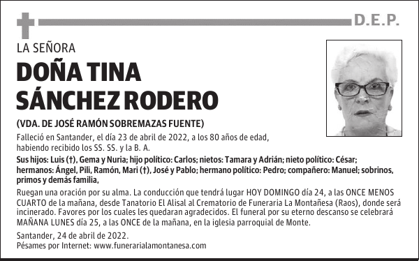 DOÑA TINA SÁNCHEZ RODERO