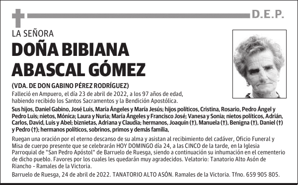 DOÑA BIBIANA ABASCAL GÓMEZ