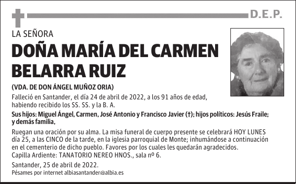 DOÑA MARÍA DEL CARMEN BELARRA RUIZ