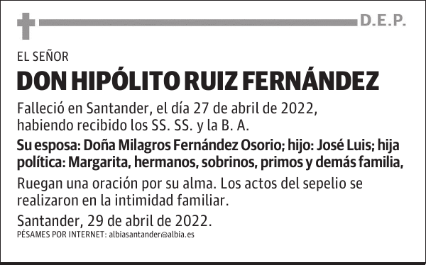 DON HIPÓLITO RUIZ FERNÁNDEZ