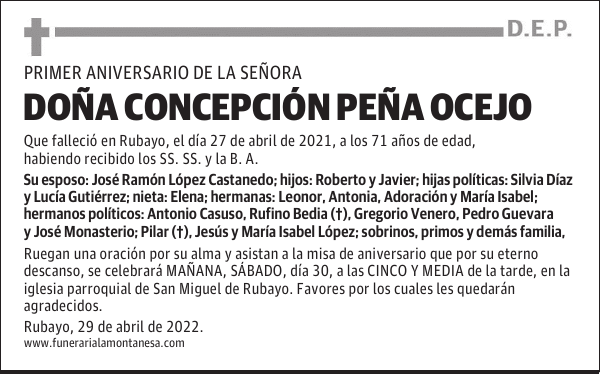 DOÑA CONCEPCIÓN PEÑA OCEJO