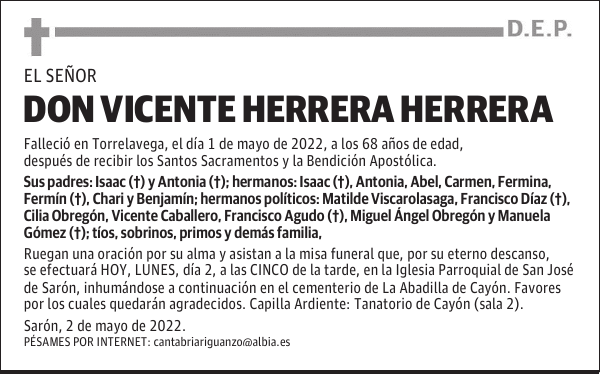 DON VICENTE HERRERA HERRERA