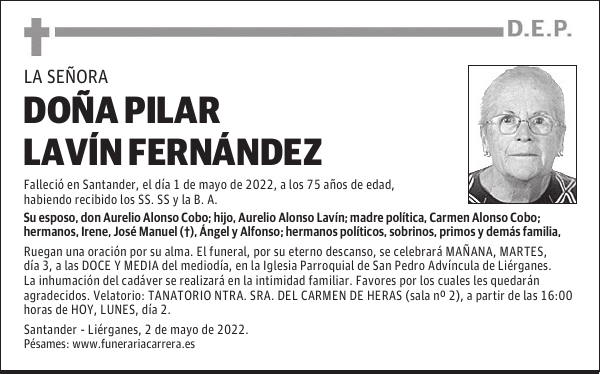 DOÑA PILAR LAVÍN FERNÁNDEZ