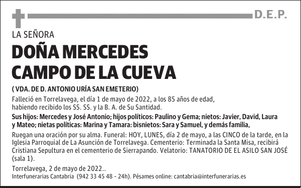 Dª. MERCEDES CAMPO DE LA CUEVA