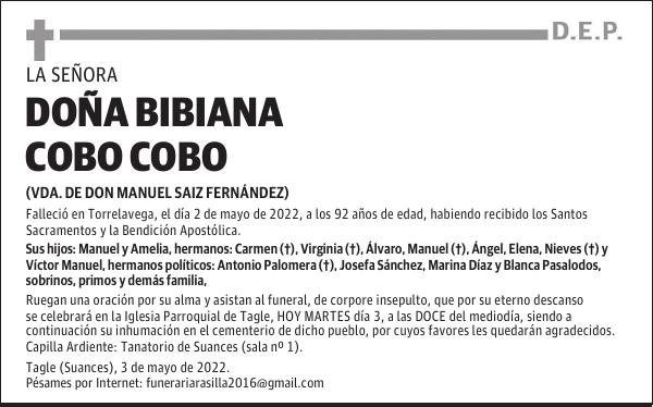 DOÑA BIBIANA COBO COBO