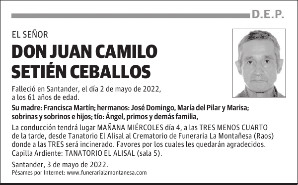 DON JUAN CAMILO SETIÉN CEBALLOS