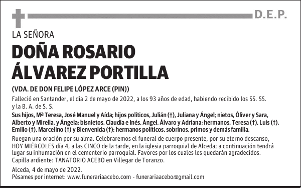 DOÑA ROSARIO ÁLVAREZ PORTILLA