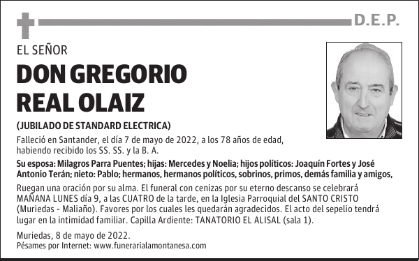 DON GREGORIO REAL OLAIZ