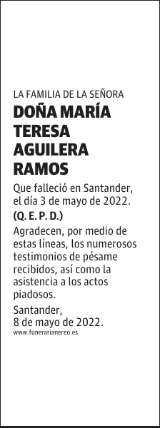 DOÑA MARÍA TERESA AGUILERA RAMOS