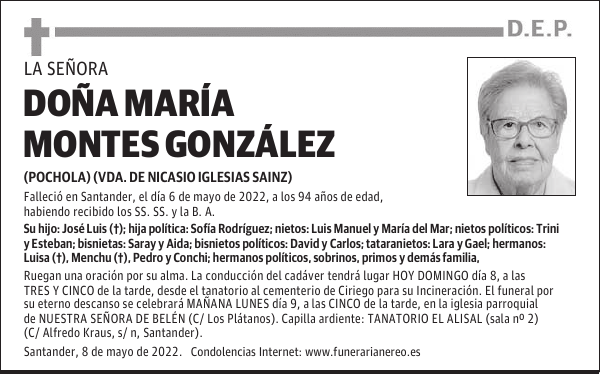DOÑA MARÍA MONTES GONZÁLEZ
