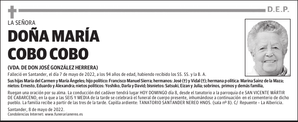 DOÑA MARÍA COBO COBO