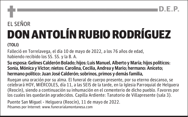 DON ANTOLÍN RUBIO RODRÍGUEZ