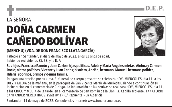 DOÑA CARMEN CAÑEDO BOLÍVAR
