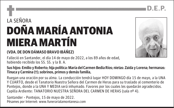 DOÑA MARÍA ANTONIA MIERA MARTÍN