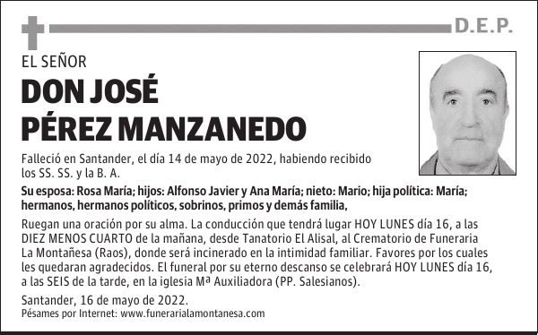DON JOSÉ PÉREZ MANZANEDO