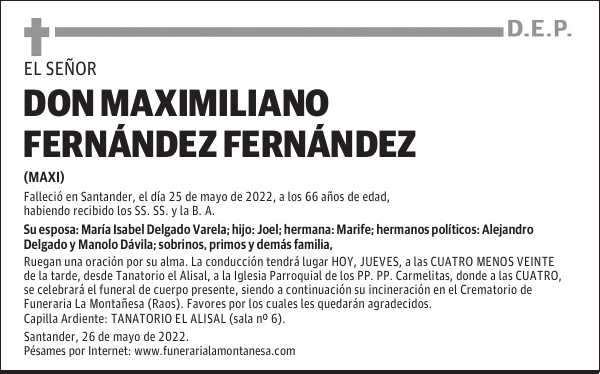 DON MAXIMILIANO FERNÁNDEZ FERNÁNDEZ