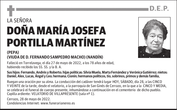 DOÑA MARIA JOSEFA PORTILLA MARTINEZ
