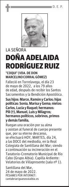 DOÑA ADELAIDA RODRÍGUEZ RUIZ
