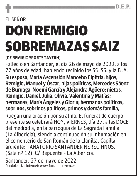 DON REMIGIO SOBREMAZAS SAIZ