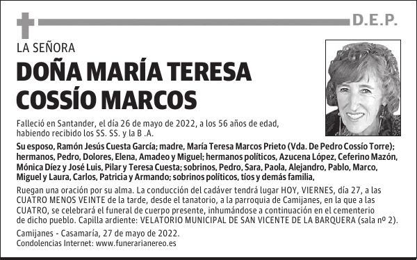 DOÑA MARÍA TERESA COSSÍO MARCOS