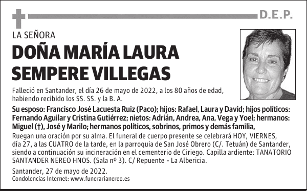 DOÑA MARÍA LAURA SEMPERE VILLEGAS