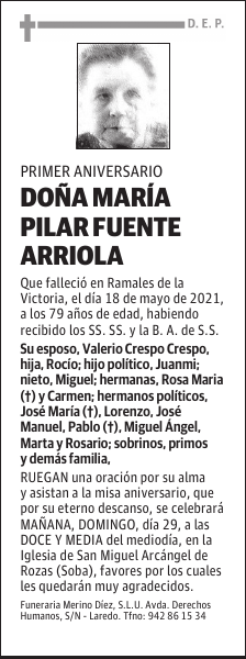 DOÑA MARÍA PILAR FUENTE ARRIOLA