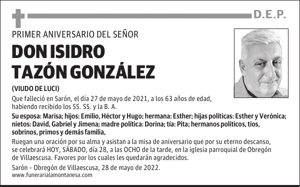 DON ISIDRO TAZÓN GONZÁLEZ