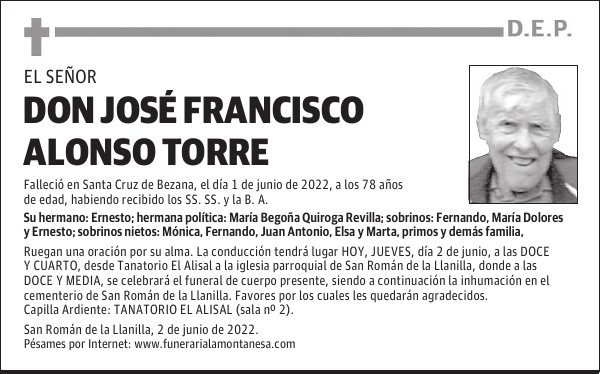 DON JOSÉ FRANCISCO ALONSO TORRE