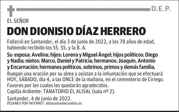 DON DIONISIO DÍAZ HERRERO