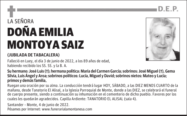 DOÑA EMILIA MONTOYA SAIZ