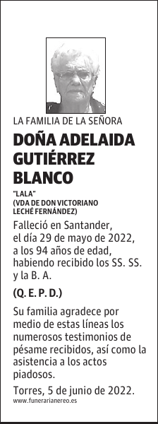 DOÑA ADELAIDA GUTIÉRREZ BLANCO