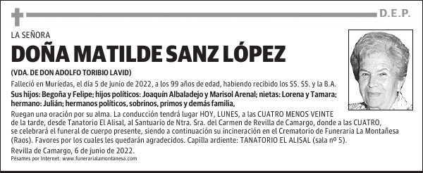 DOÑA MATILDE SANZ LOPEZ
