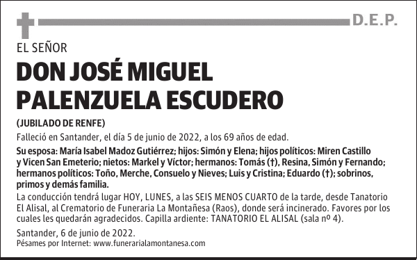DON JOSÉ MIGUEL PALENZUELA ESCUDERO